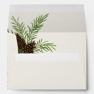 Pinecone Winter Greenery Holiday  Envelope