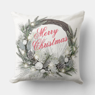“Pinecone Wreath” Christmas Throw Pillow