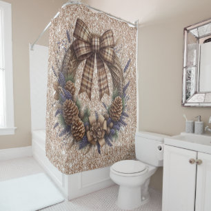Pinecone Wreath Shower Curtain