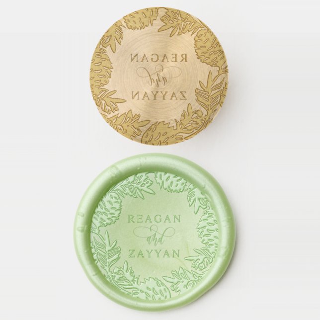 Pinecone Wreath Wedding Wax Seal Stamp (Stamped)
