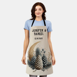 Pinecones and Crescent Moon Winter Love Apron