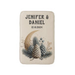 Pinecones and Crescent Moon Winter Love Bath Mat