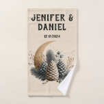 Pinecones and Crescent Moon Winter Love Bath Towel Set