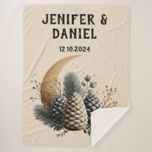 Pinecones and Crescent Moon Winter Love