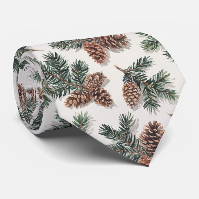 Pinecones and Fir Tree Branches  Neck Tie (Rolled)