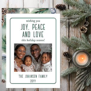 Pinecones and Pine Greenery Christmas Holiday Letterpress Photo Cards