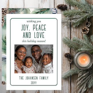 Pinecones and Pine Greenery Christmas Holiday Letterpress Photo Cards