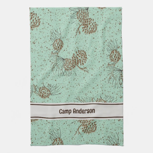 Pinecones Cabin Kitchen Towel (Vertical)