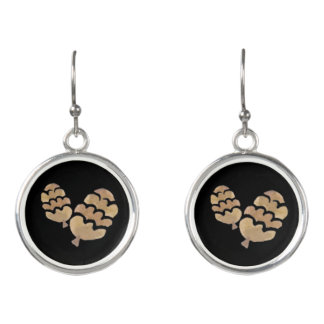 Pinecones on Black Earrings