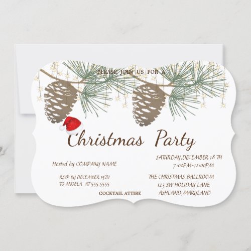 Pinecones Santa Hat Christmas Corporated Party Invitation