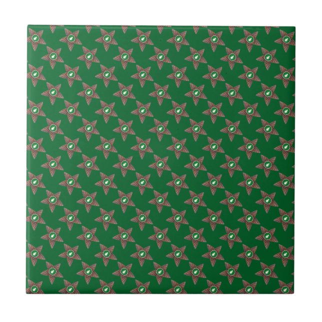 Pinecones star ceramic tile (Front)