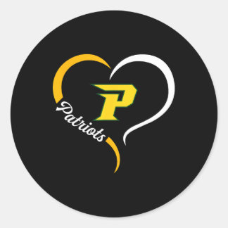 Pinecrest Patriots Logo Half Heart Slogan Hs  Classic Round Sticker