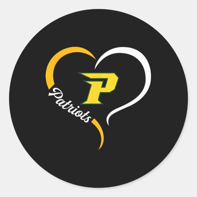 Pinecrest Patriots Logo Half Heart Slogan Hs  Classic Round Sticker (Front)