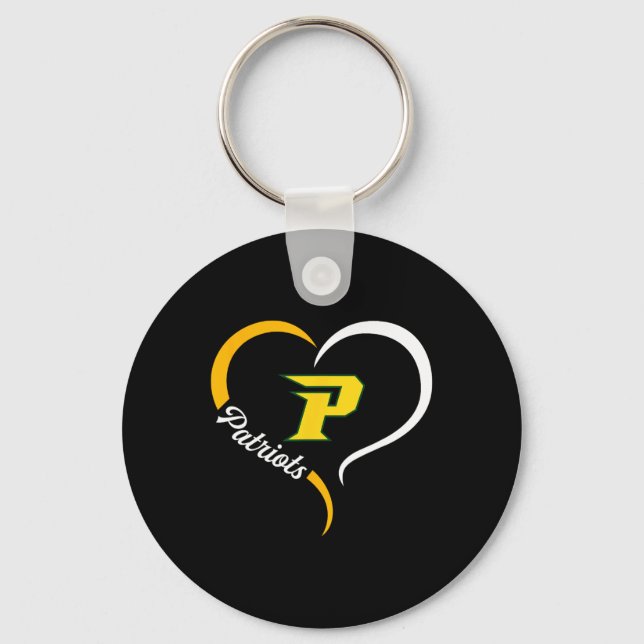Pinecrest Patriots Logo Half Heart Slogan Hs  Keychain (Front)