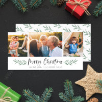Pineneedle Merry Christmas Modern 3 Photo Collage