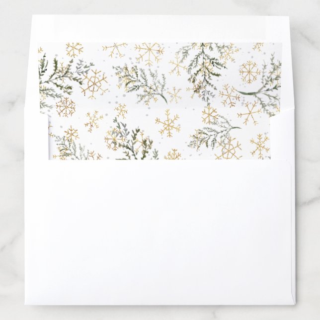 Pinery + Golden Whimsical Snowflakes Envelope Liner (In Envelope)