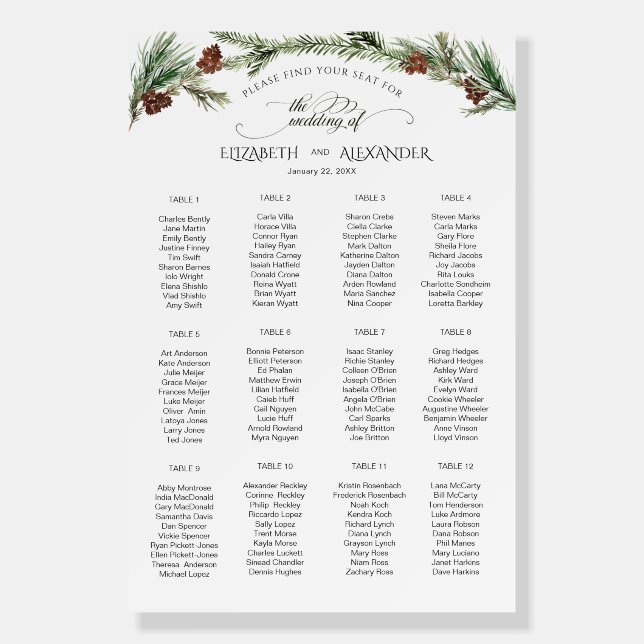 Pinery Wedding Seating Chart Foam Board (Front)