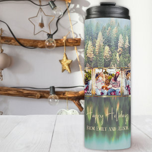 Pines 5 Photo Template Christmas Thermal Tumbler