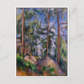 Pines And Rocks By Cezanne Postcard by lazyrivergreetings at Zazzle