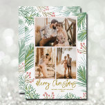 Pines Berries Multi Photo Holiday Card<br><div class="desc">Pines and berries surround your favorite photos with your names and greeting in chic lettering on these Christmas photo cards. Use ANY color for the frame around your photo and any color for the background on the front and back. Select Matte for heaviest paper and high definition for best print...</div>