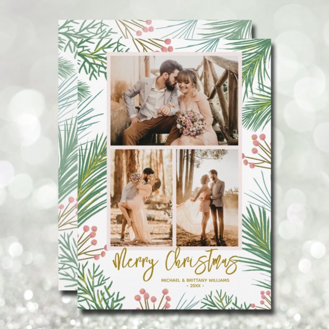 Pines Berries Multi Photo Holiday Card (Creator Uploaded)