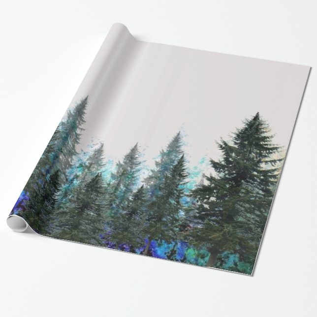 PINES FOREST MOUNTAIN LANDSCAPE WRAPPING PAPER (Unrolled)