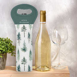 Pines Forest Pattern Personalized Wine Bag