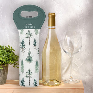 Pines Forest Pattern Personalized Wine Bag