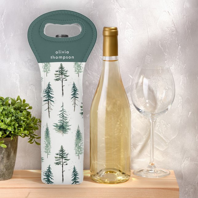 Pines Forest Pattern Personalized Wine Bag (Creator Uploaded)