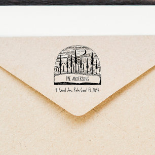 Pines Landscape Hand-drawn Family Return Address Self-inking Stamp