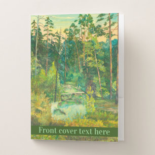 Pines painting  watercolor on silk pocket folder