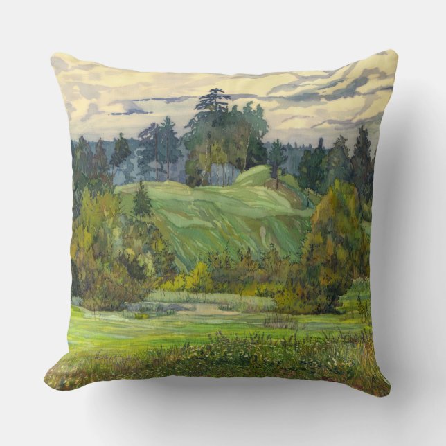 Pines painting  watercolor throw pillow (Front)