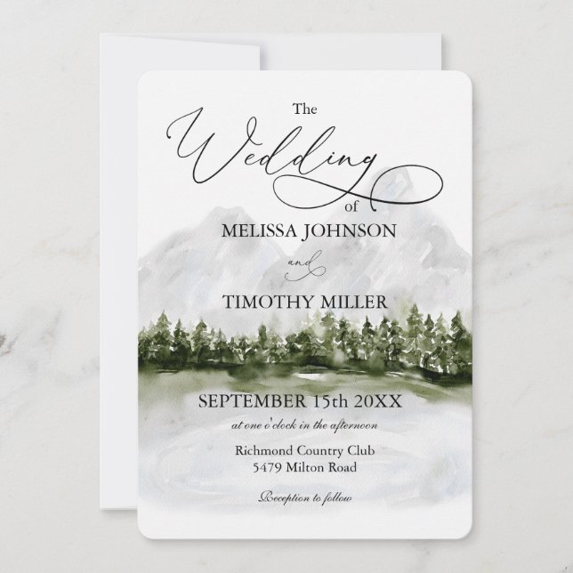 Pines Rustic Mountain Forest Wedding Invitation (Front)