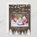 Pines Trees Snow Woodland Merry Christmas Photo Holiday Card<br><div class="desc">Sending your greetings of the season with this "Rustic Pines Tree Snow Woodland Merry Christmas Photo Card". (1) For further customization, please click the "customize further" link and use our design tool to modify this template. (2) If you prefer Thicker papers / Matte Finish, you may consider to choose the...</div>
