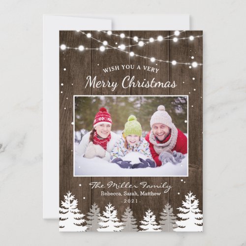 Pines Trees Snow Woodland Merry Christmas Photo Holiday Card