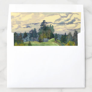 Pines watercolor envelope liner
