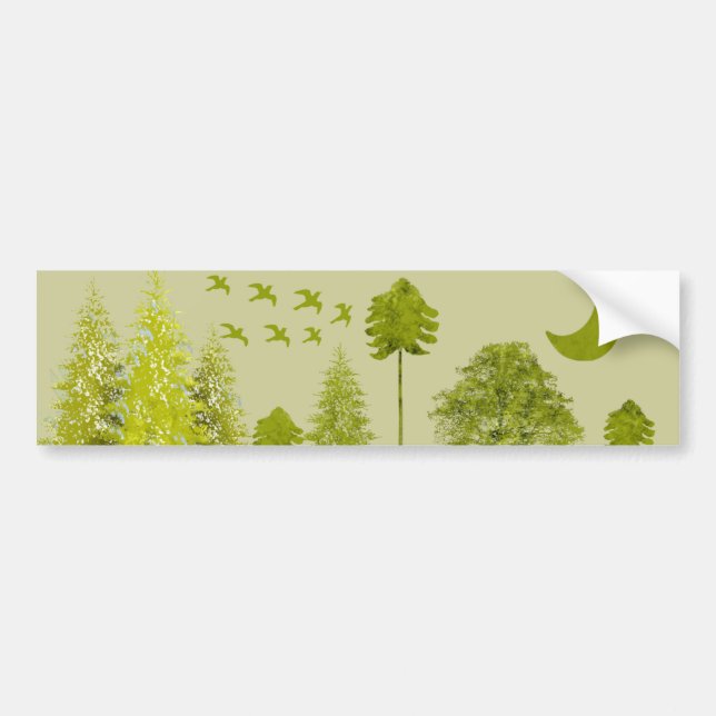 Pines with Moon-Customize Change BackGround Color Bumper Sticker (Front)