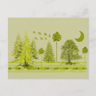 Pines with Moon-Customize Change BackGround Color Postcard