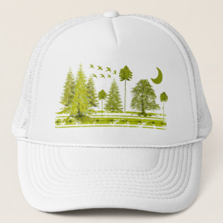 Pines with Moon-Customize Change BackGround Color Trucker Hat