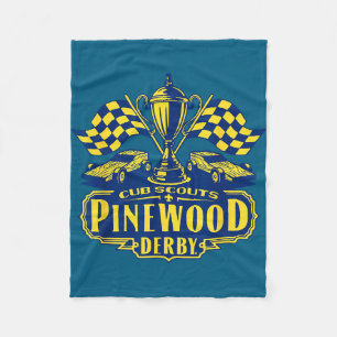 Pinewood derby cub scouts checkered flag racing fleece blanket