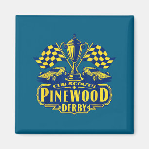 Pinewood derby cub scouts checkered flag racing magnet