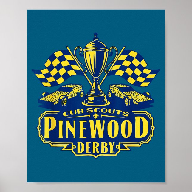 Pinewood derby cub scouts checkered flag racing poster (Front)