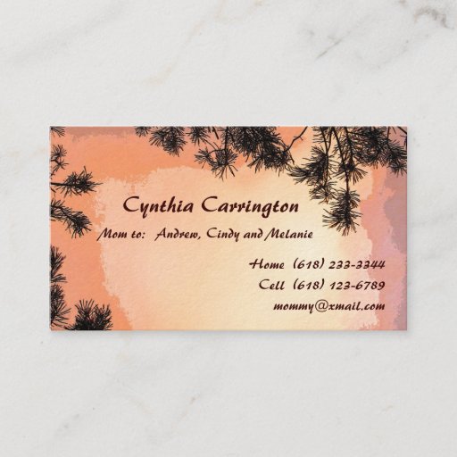 Customizable Piney Sunset Mommy Business Cards