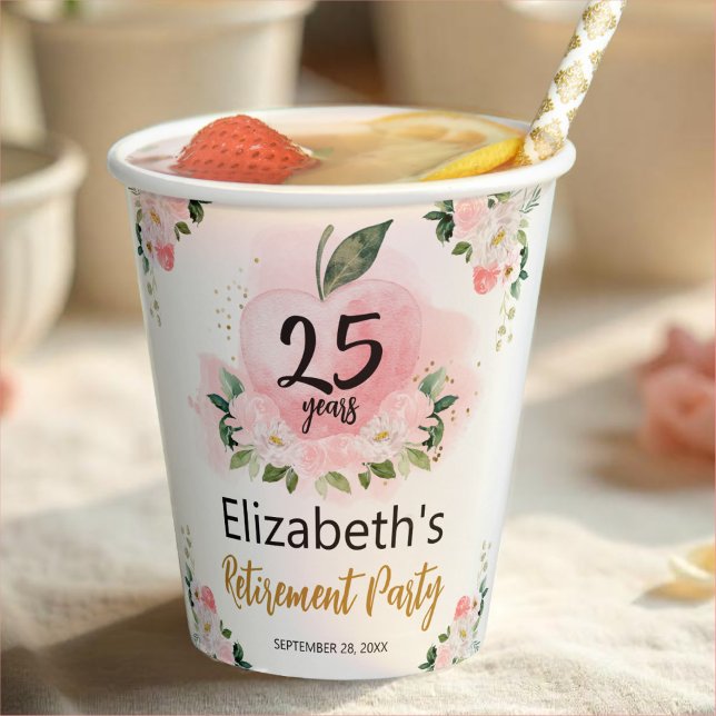 Ping Gold Apple Teacher Retirement Party Paper cup (Creator Uploaded)