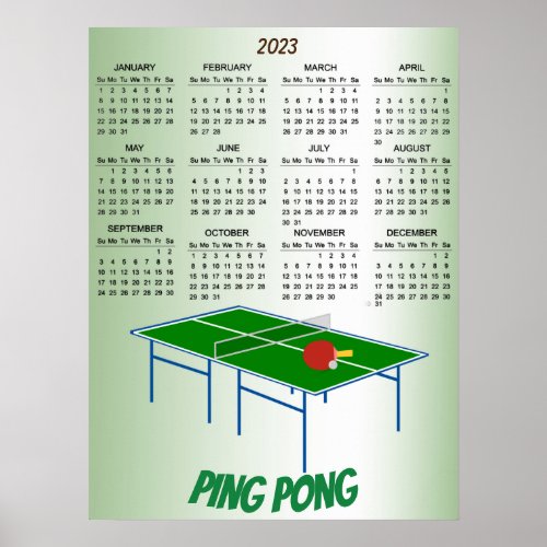 Ping Pong 2023 Calendar Poster