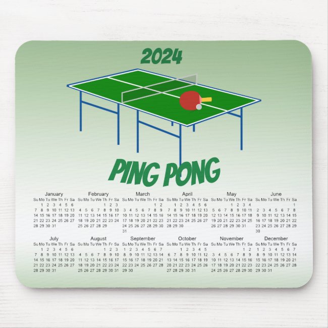 Ping Pong 2024 Calendar Mousepad