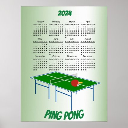 Ping Pong 2024 Calendar Poster
