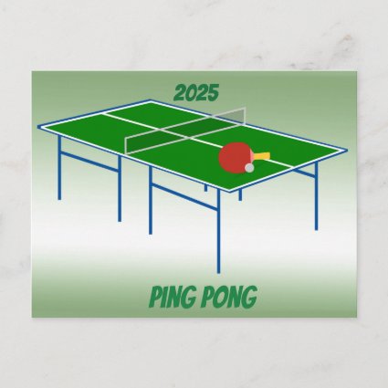 Ping Pong 2025 Calendar on Back Postcard