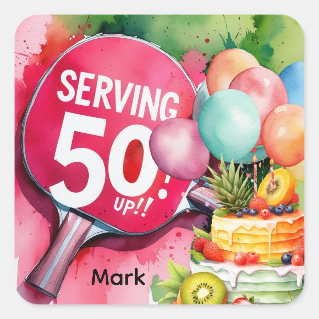 Ping Pong 50th Birthday  Square Sticker (Front)