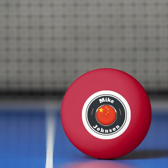 Ping Pong Ball -  Custom China Flag add name (Net)